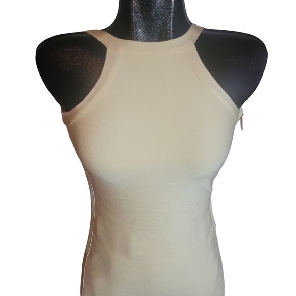 Marciano Cream Escape Bandage Stripe Bodycon Dress M - Picture 2 of 6